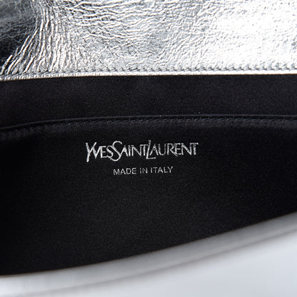 Saint Laurent Metallic Calfskin Monogram Large Belle De Jour Clutch Silver 6 of 9