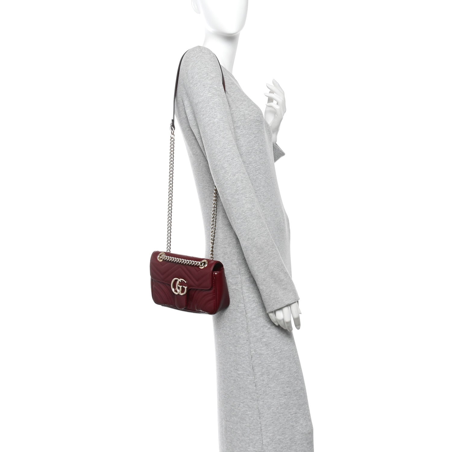Gucci Calfskin Matelasse Mini GG Marmont Shoulder Bag Rosso Ancora 2 of 10