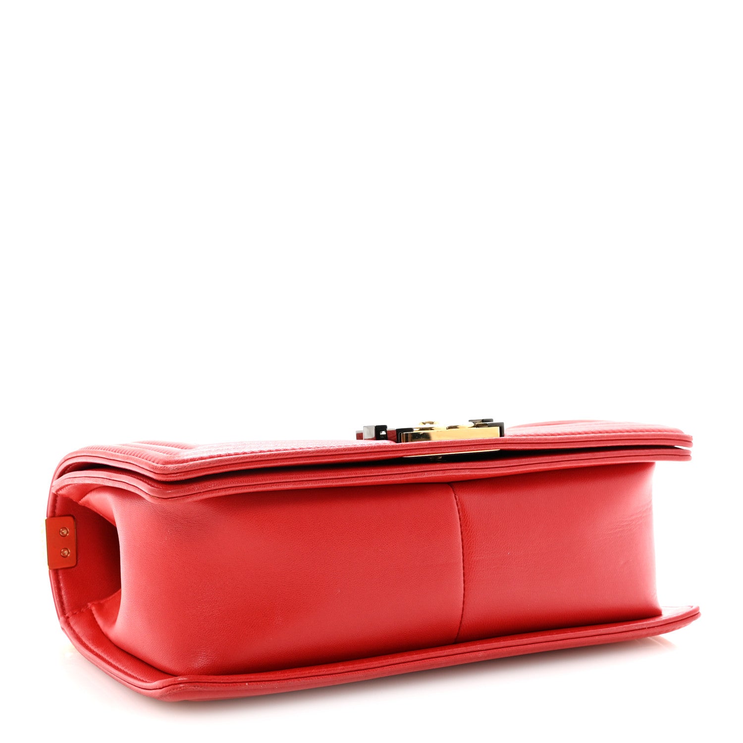 Chanel Lambskin Embossed Medium Boy Cube Flap Red 4 of 10