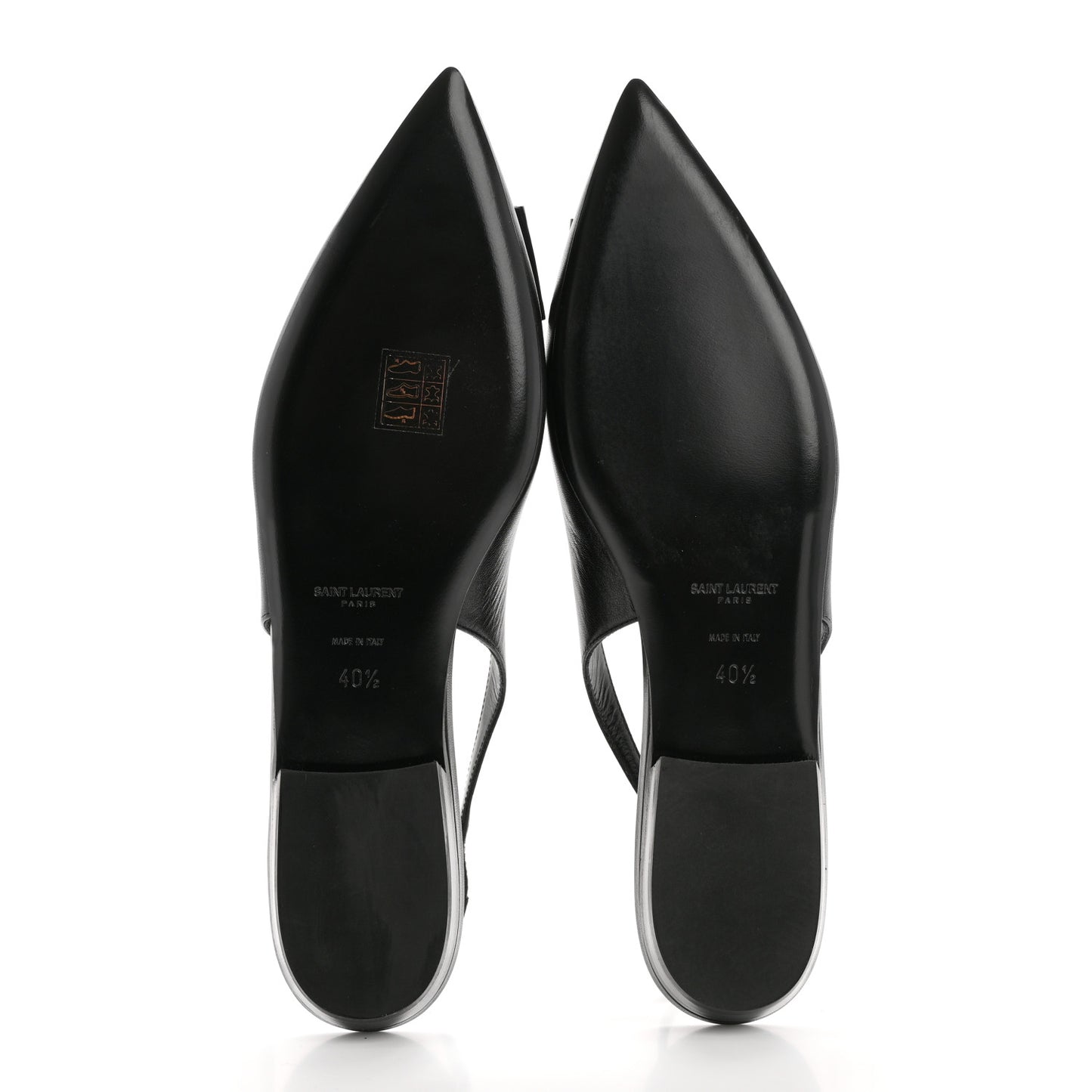 Patent Smooth Lambskin Anais Slingback Flats 40.5 Navy Black