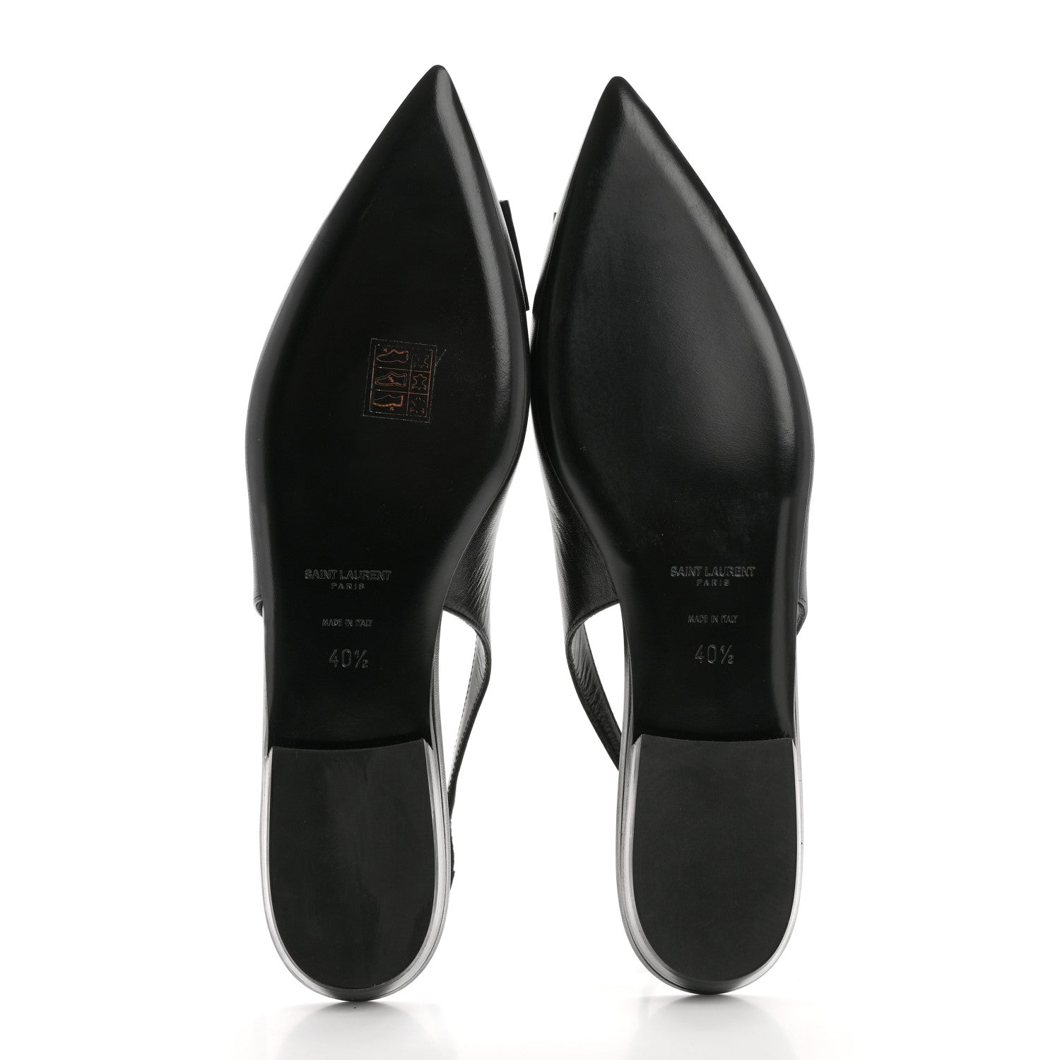 Saint Laurent Patent Smooth Lambskin Anais Slingback Flats 40.5 Navy Black 5 of 9
