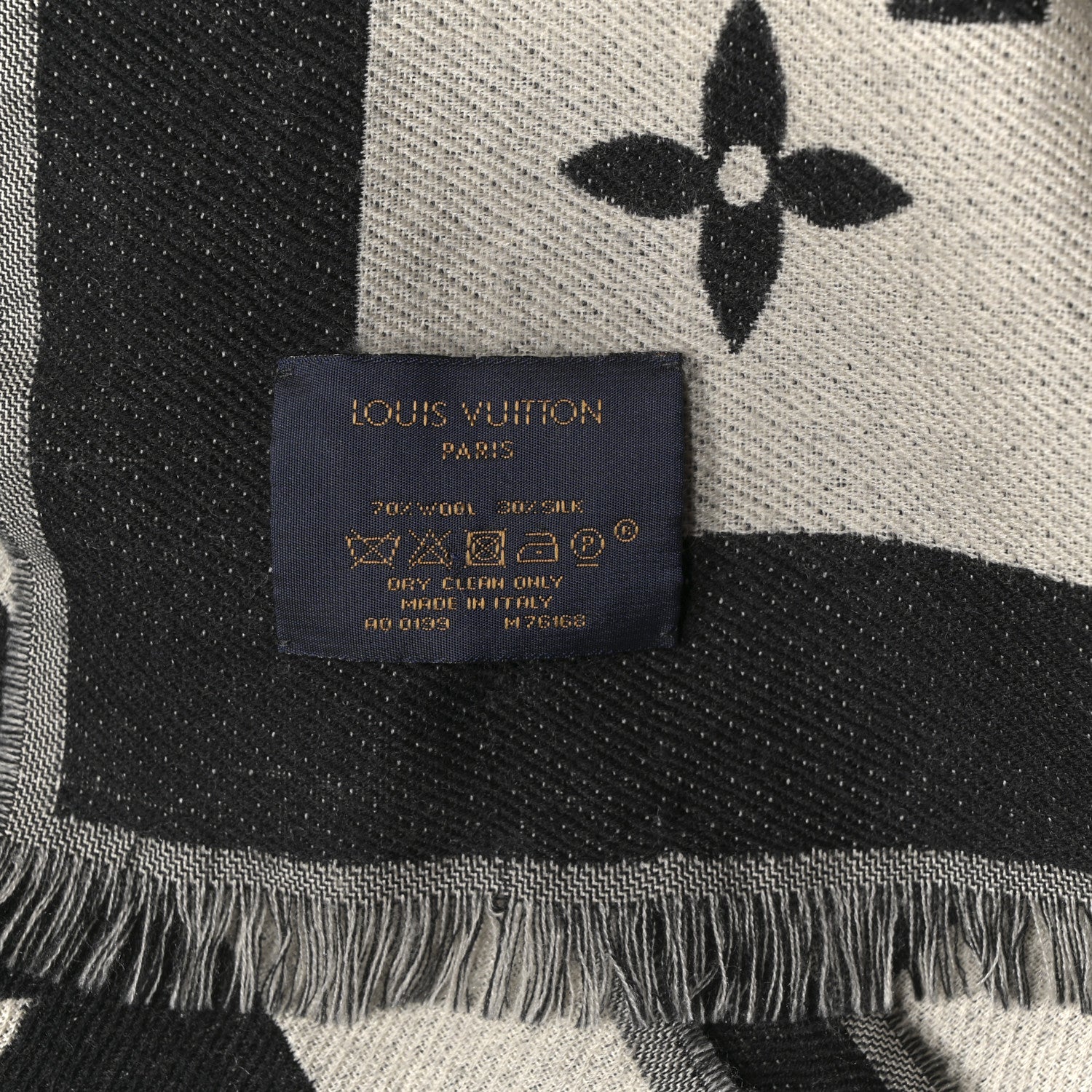 Louis Vuitton Silk Wool Monogram Miss LV Stole Black 4 of 4