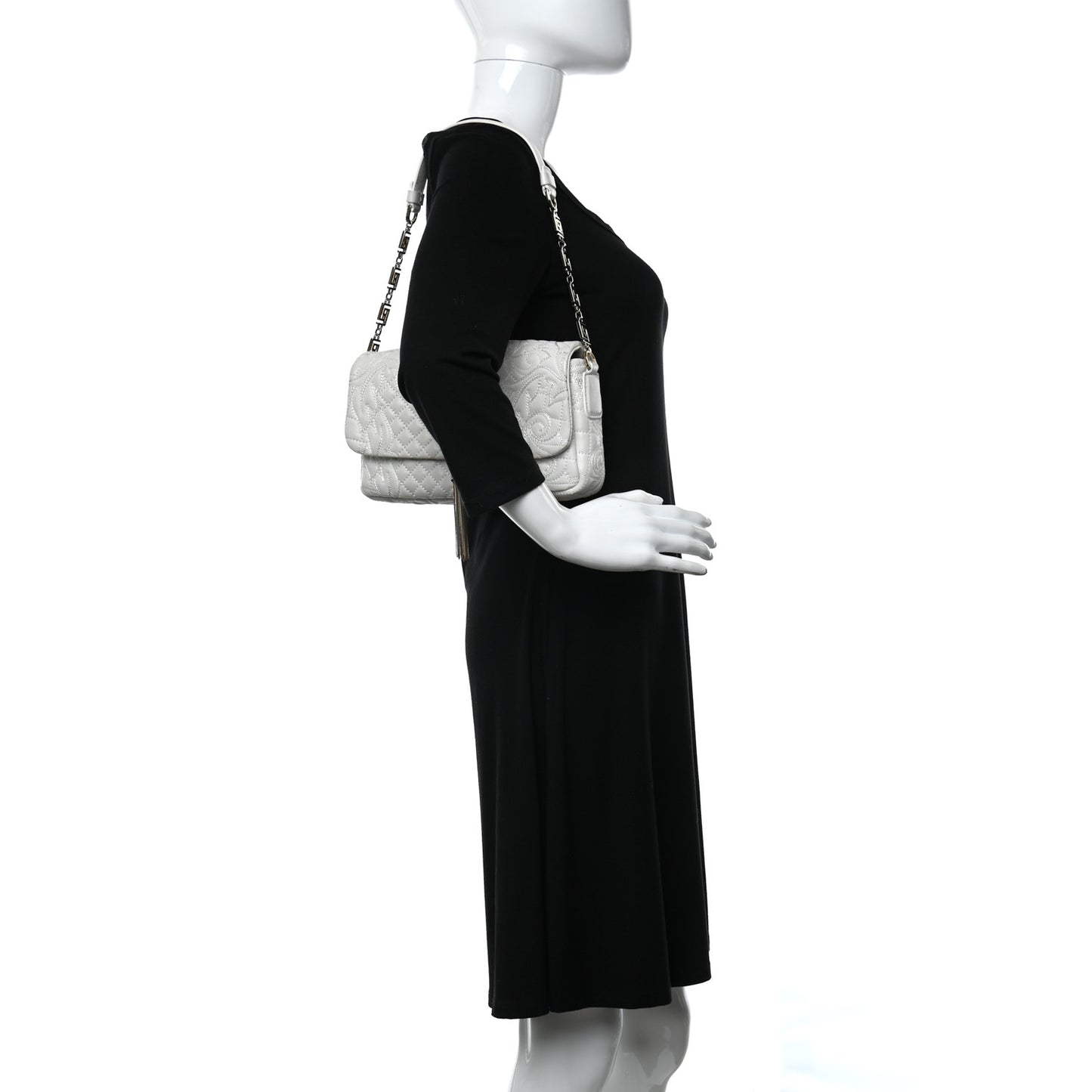 Nappa Barocco Quilted Vanitas Medea Shoulder Bag White