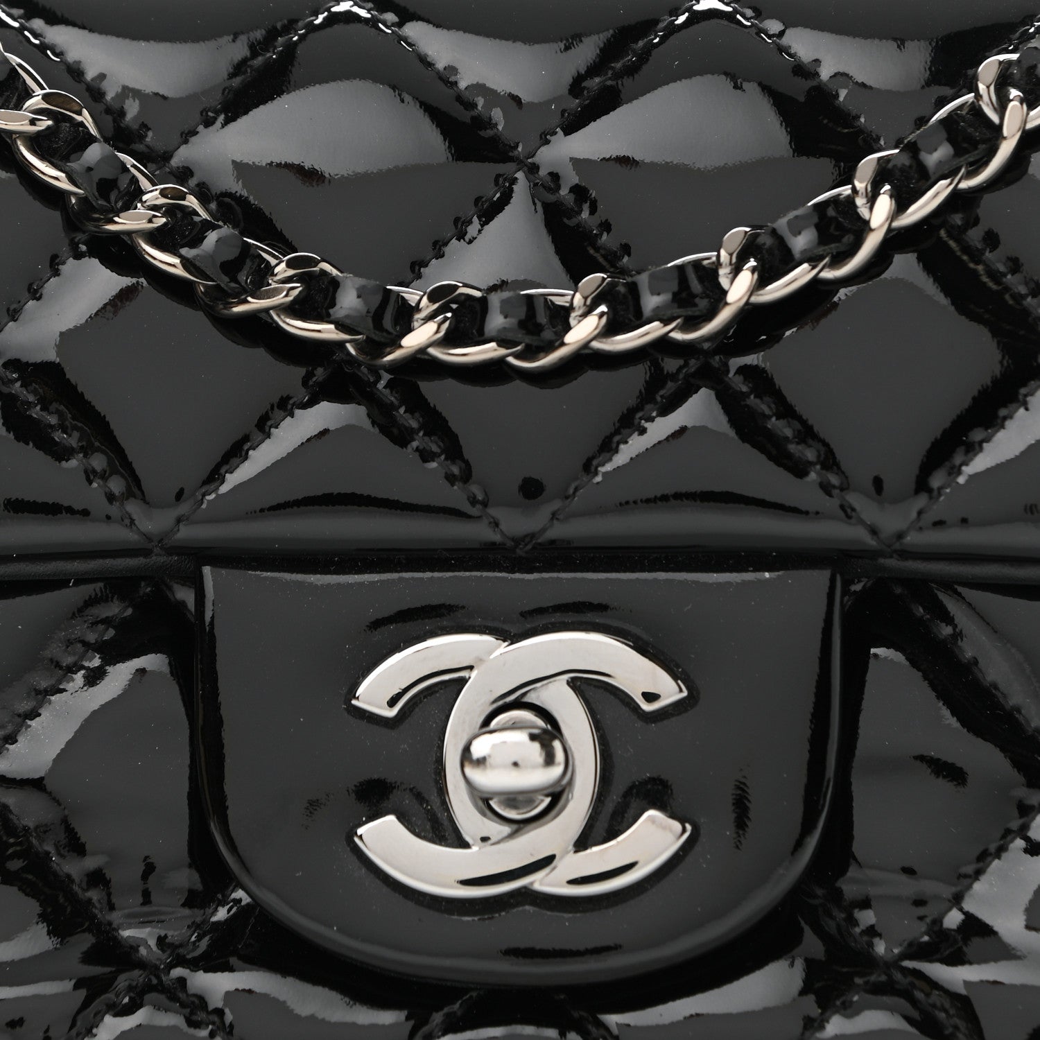 Chanel Patent Calfskin Quilted Extra Mini Rectangular Flap Black 8 of 10