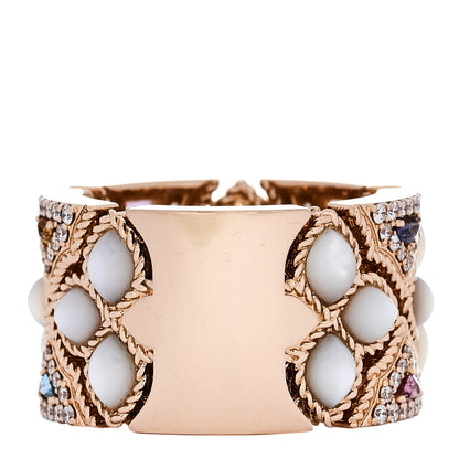 Roberto Coin 18K Rose Gold Diamond Mother of Pearl Multi Stone Venetian Princess Carnevale Cigar Band Ring 53 6.5 3 of 5