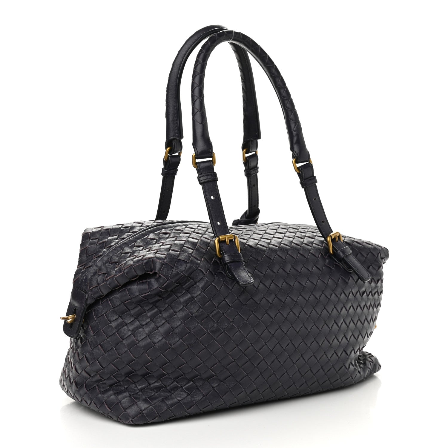 Bottega Veneta Nappa Intrecciato Boston Ink Aubergine 3 of 8