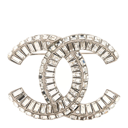 Chanel Baguette Crystal CC Brooch Silver 1 of 4