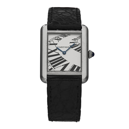 Cartier Stainless Steel Alligator 24mm Tank Solo Piano Quartz Watch 1 of 5