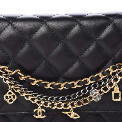 Chanel Lambskin Quilted Egyptian Amulet Wallet On Chain WOC Black 10 of 11
