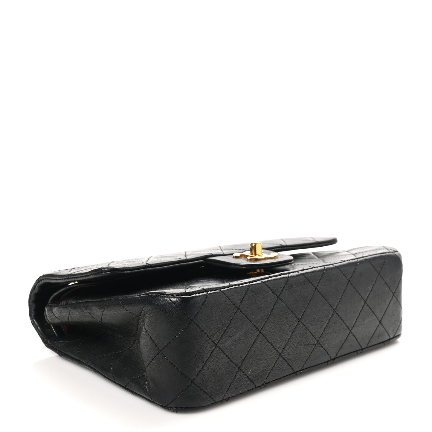 Lambskin Quilted Small Double Flap Black
