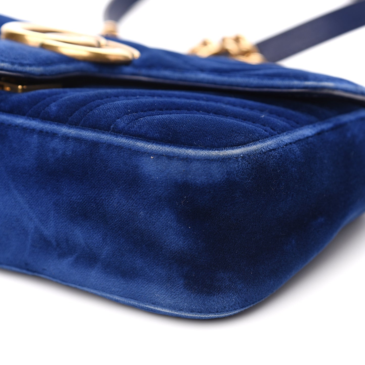 Velvet Matelasse Mini GG Marmont Shoulder Bag Cobalt Blue