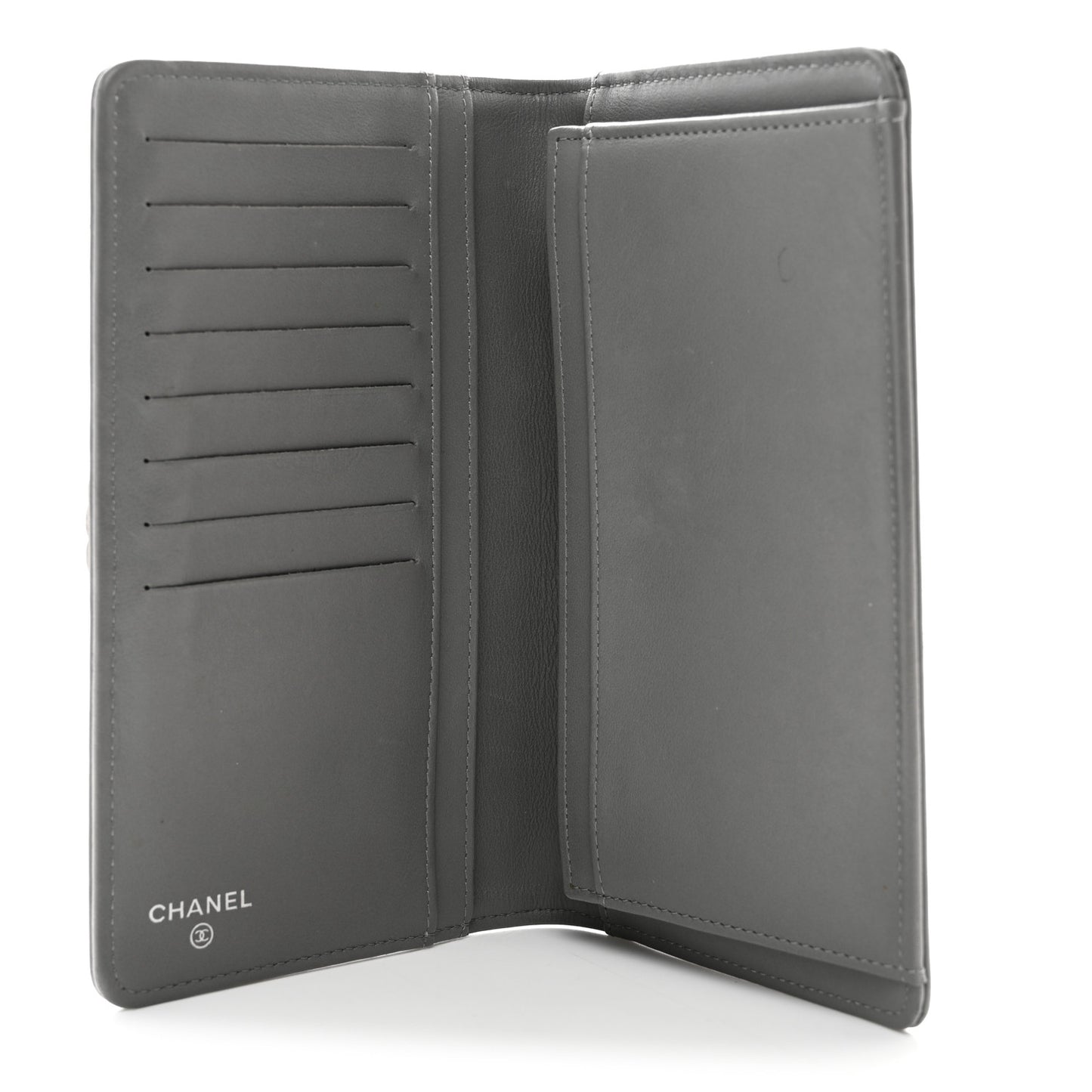 Calfskin Chevron Quilted Boy Yen Wallet Grey