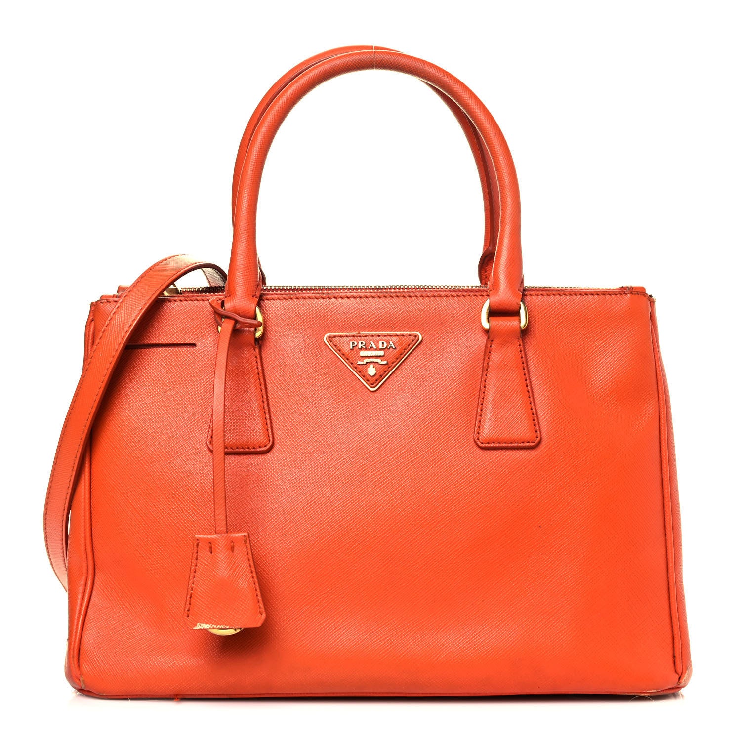 Prada Saffiano Lux Medium Double Zip Tote Papaya 1 of 16