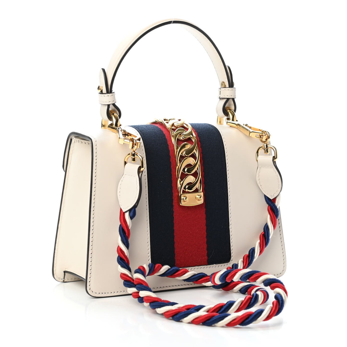 Calfskin Mini Sylvie Top Handle Bag White