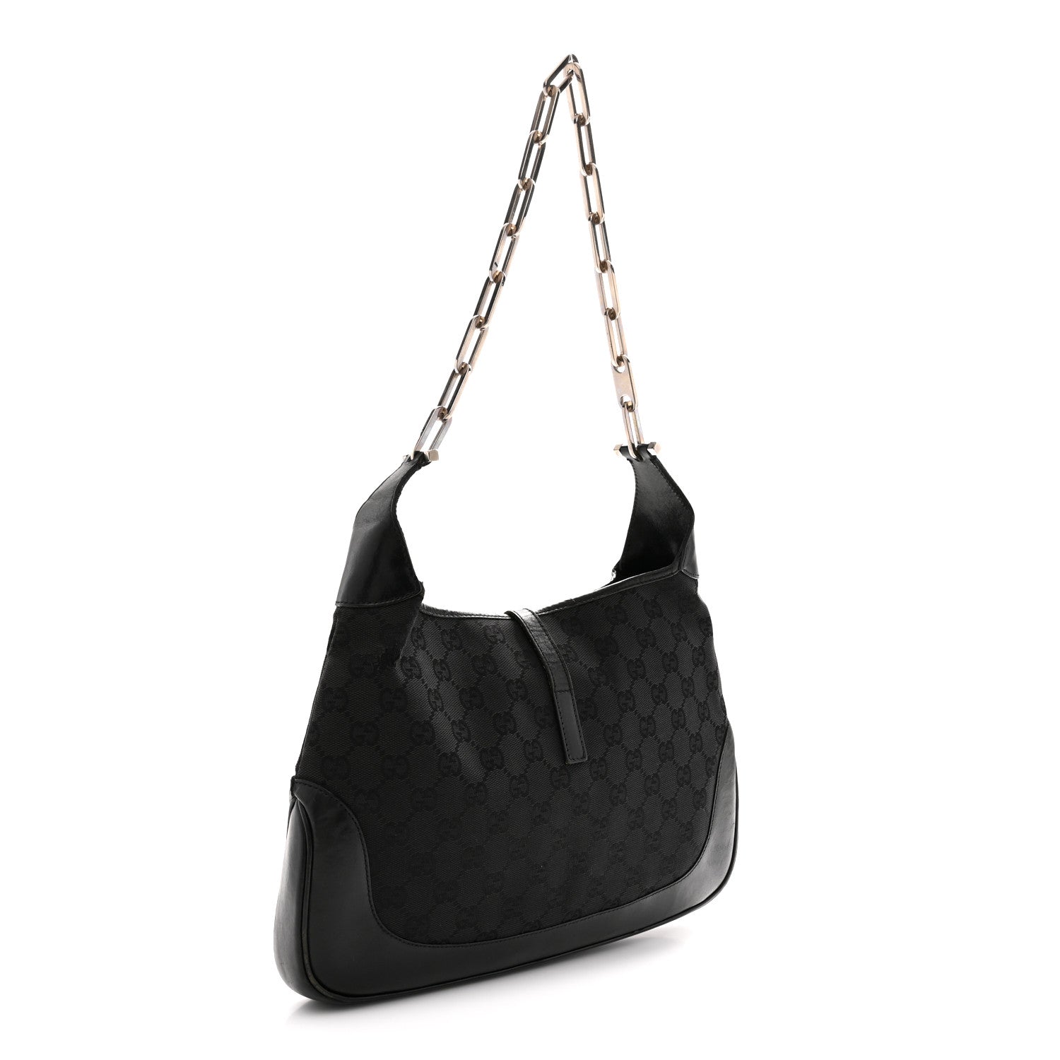 Gucci Monogram Jackie O Chain Hobo Black 3 of 13
