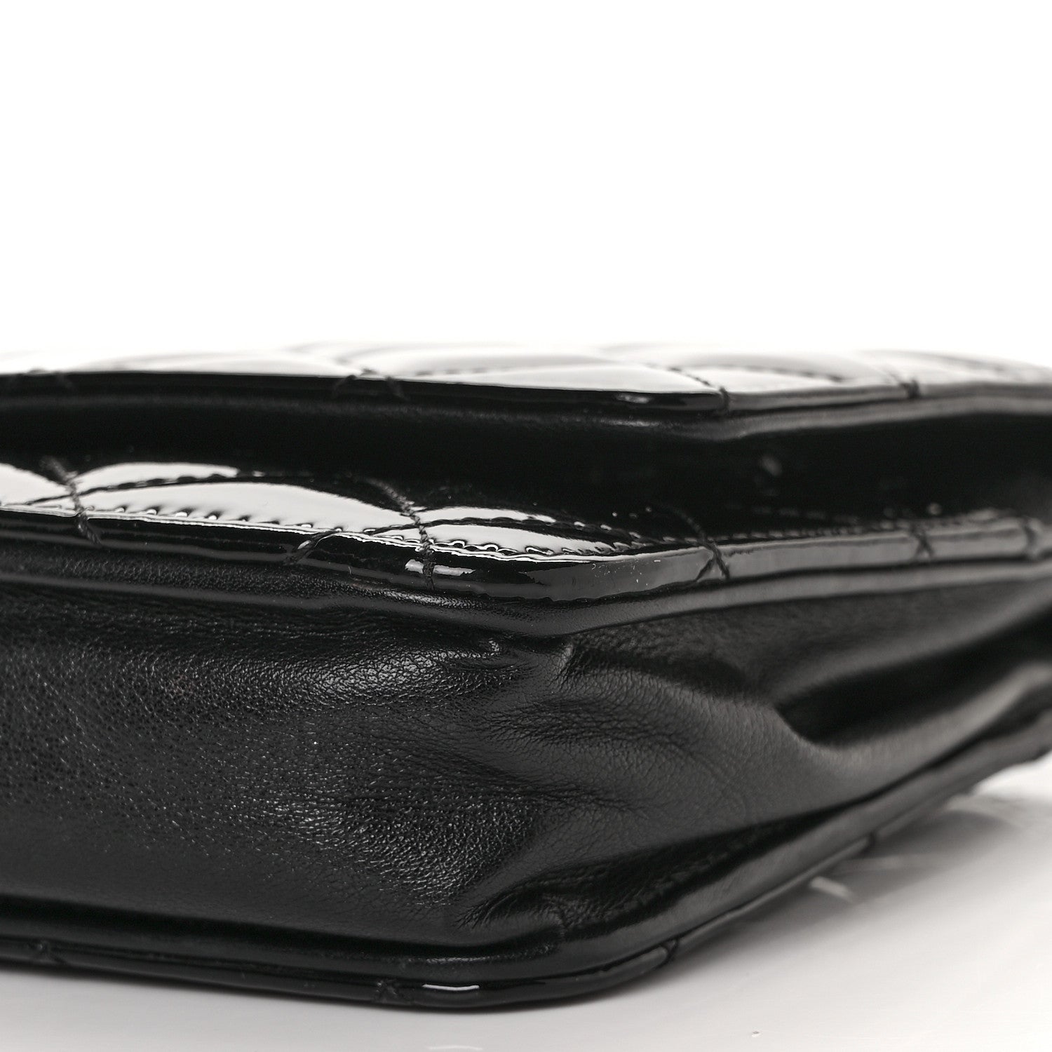 Chanel Patent Quilted Wallet On Chain WOC Black 10 of 12