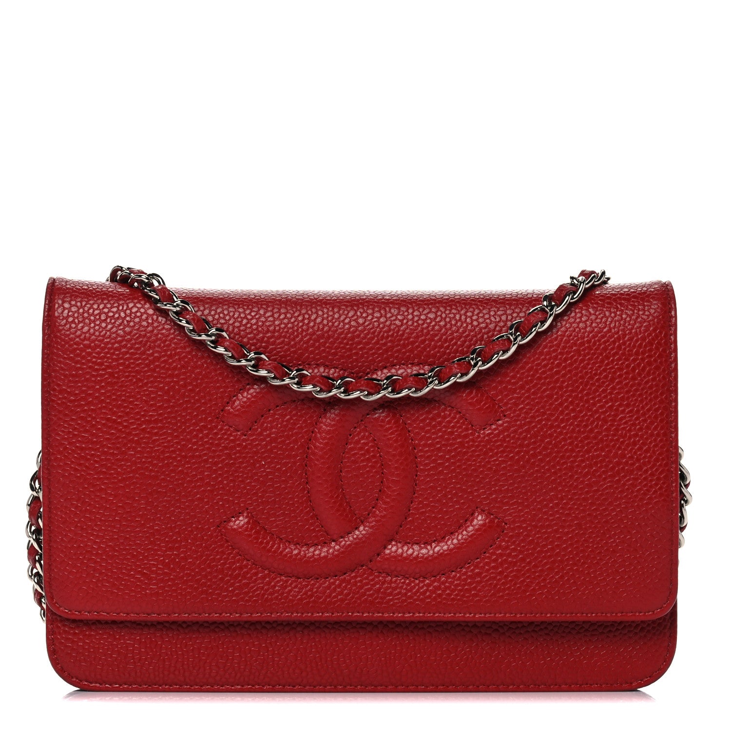 Chanel Caviar Timeless CC Wallet On Chain WOC Red 1 of 11