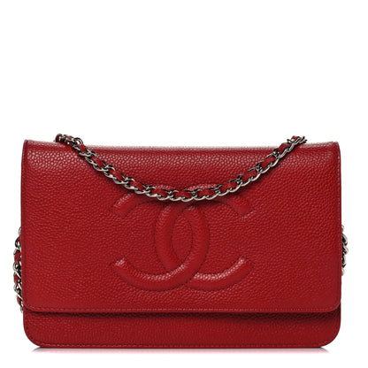 Chanel Caviar Timeless CC Wallet On Chain WOC Red 1 of 11