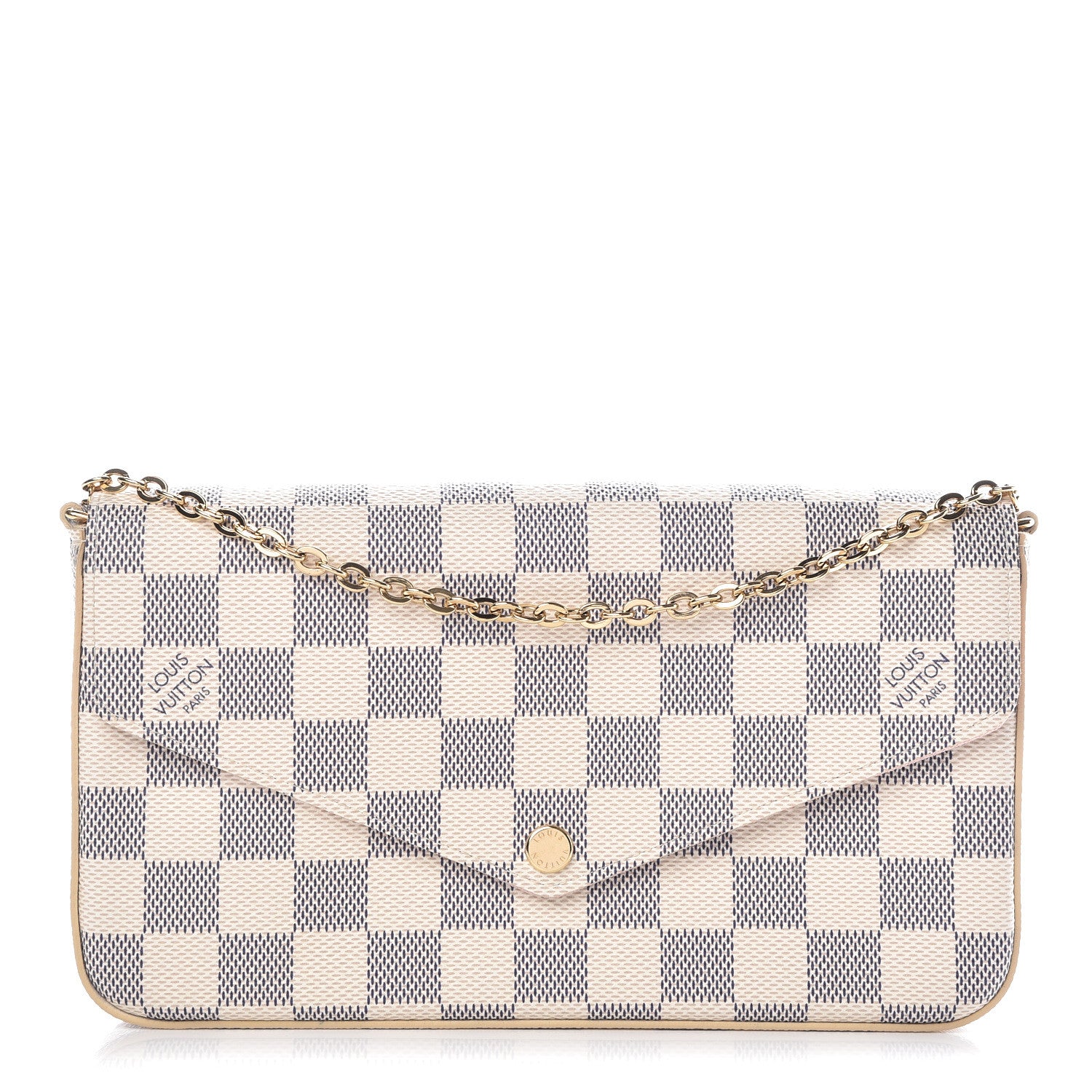 Louis Vuitton Damier Azur Pochette Felicie Chain Wallet Rose Ballerine 1 of 10