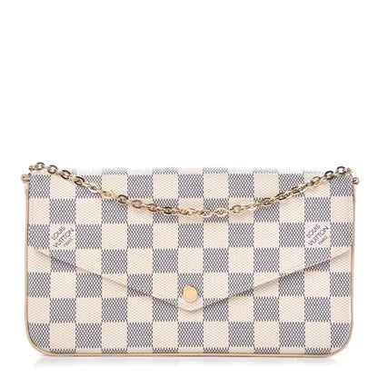 Louis Vuitton Damier Azur Pochette Felicie Chain Wallet Rose Ballerine 1 of 10