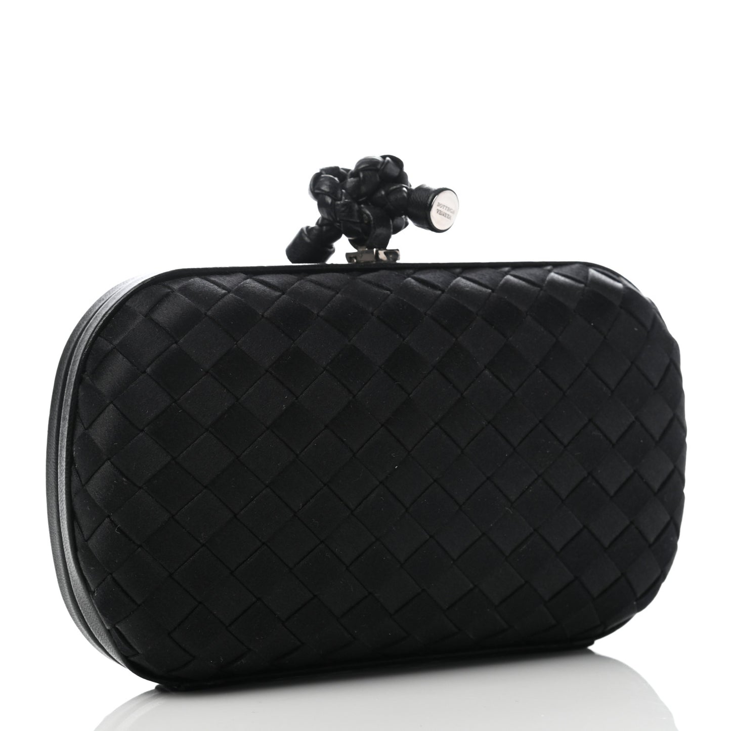 Satin Intreccio Impero Knot Clutch Black