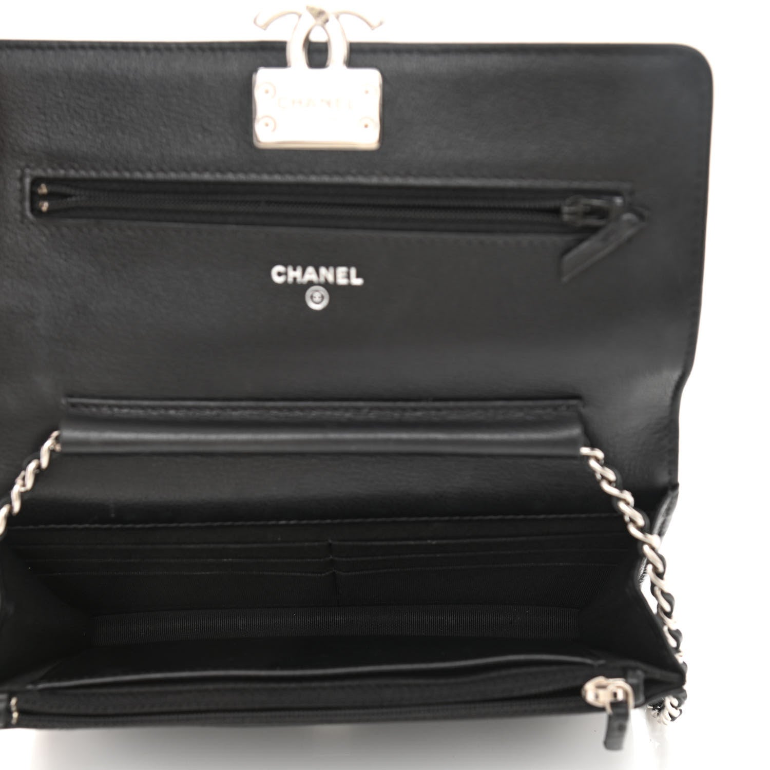 Chanel Grained Calfskin Quilted CC Box Wallet On Chain WOC Black 5 of 12