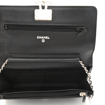 Chanel Grained Calfskin Quilted CC Box Wallet On Chain WOC Black 5 of 12