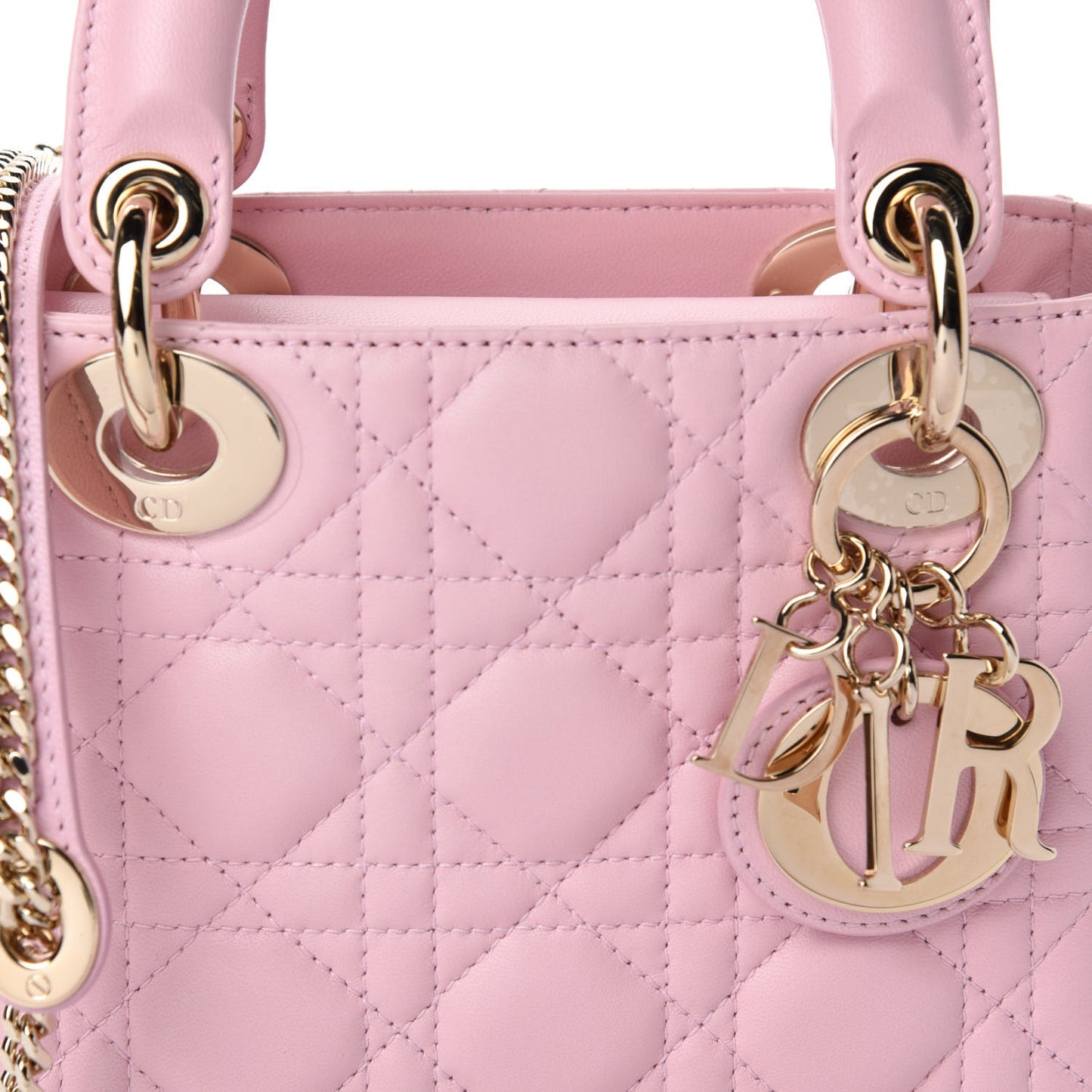 Lambskin Cannage Mini Lady Dior Rose Clair