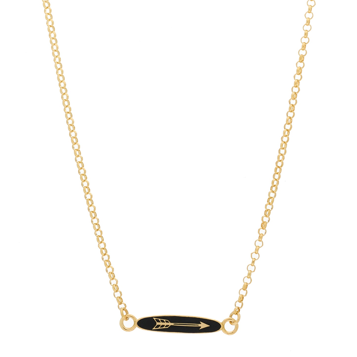 18K Yellow Gold Enamel Dream Sequence Pendant Necklace Black