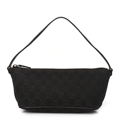 Gucci Denim Monogram Boat Pochette Dark Brown 1 of 13