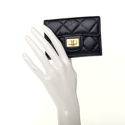 Chanel Aged Calfskin Quilted Reissue Compact Wallet Navy 2 of 8