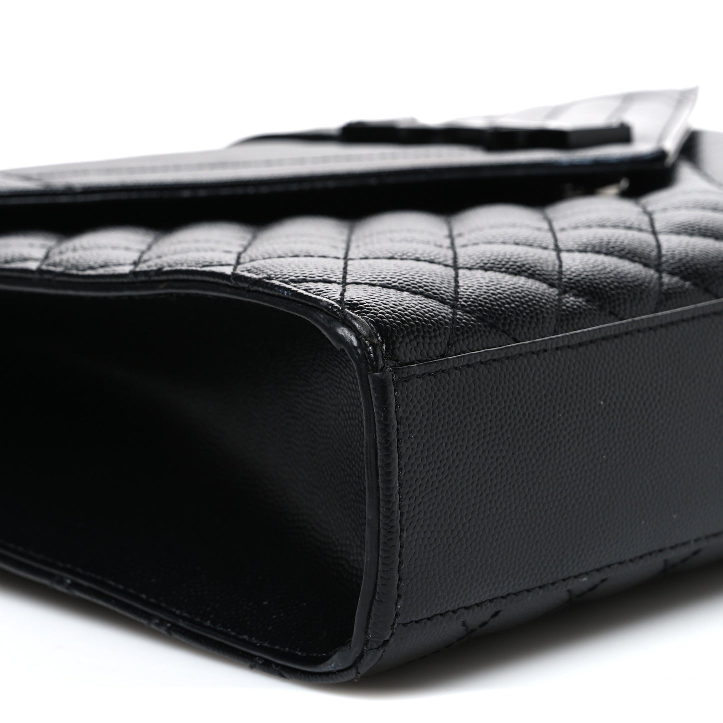 Grain De Poudre Textured Mixed Matelasse Large Triquilt Monogram Monochrome Satchel Black