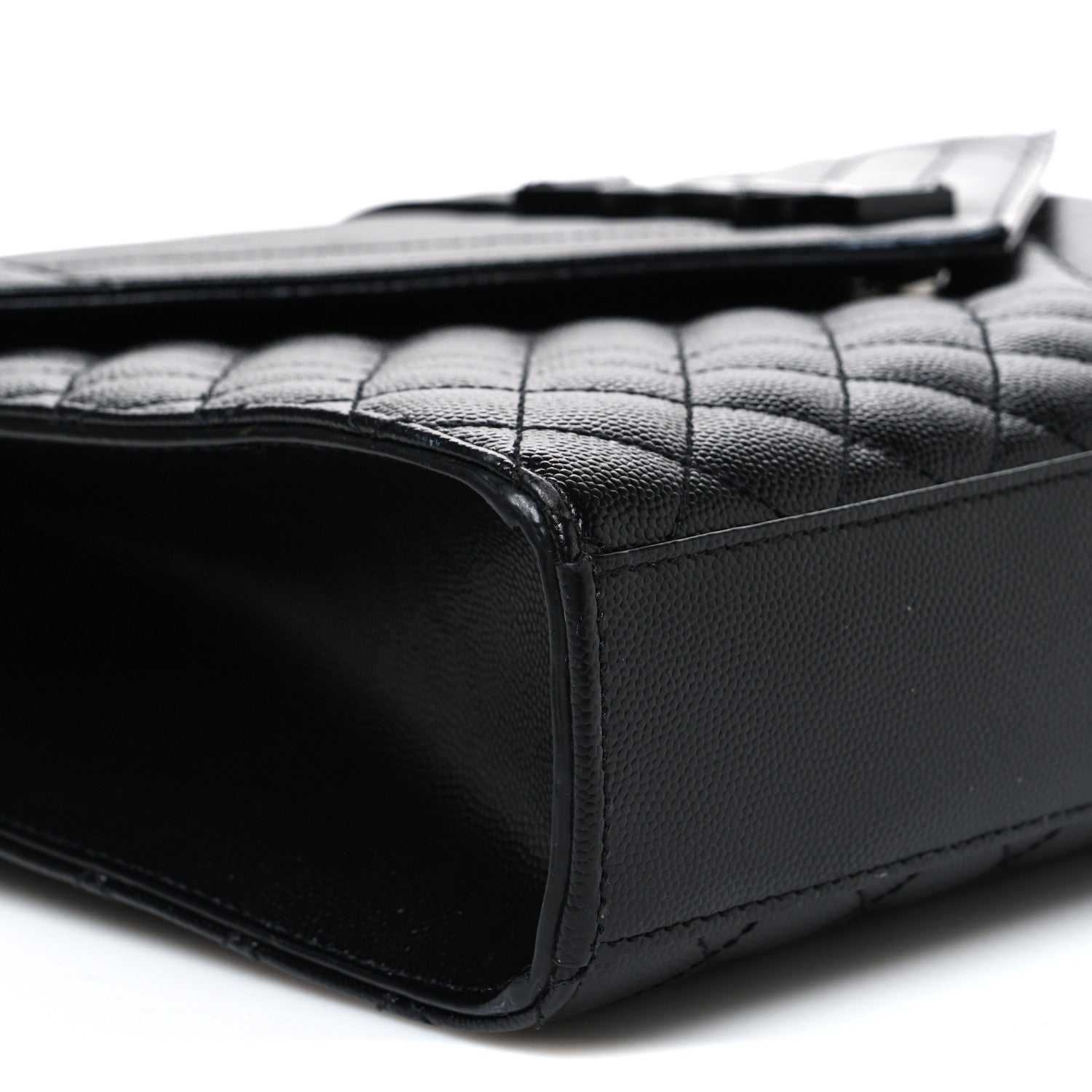 Saint Laurent Grain De Poudre Textured Mixed Matelasse Large Triquilt Monogram Monochrome Satchel Black 9 of 11