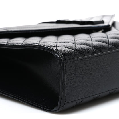 Saint Laurent Grain De Poudre Textured Mixed Matelasse Large Triquilt Monogram Monochrome Satchel Black 9 of 11