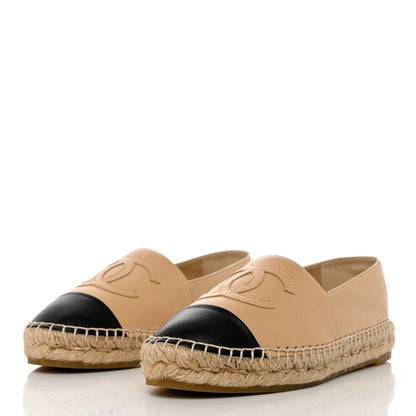 Chanel Lambskin CC Espadrilles 36 Beige Black 3 of 12