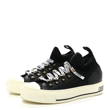 Christian Dior Technical Knit Calfskin Womens Walk'N'Dior High Top Sneakers 36 Black 3 of 8