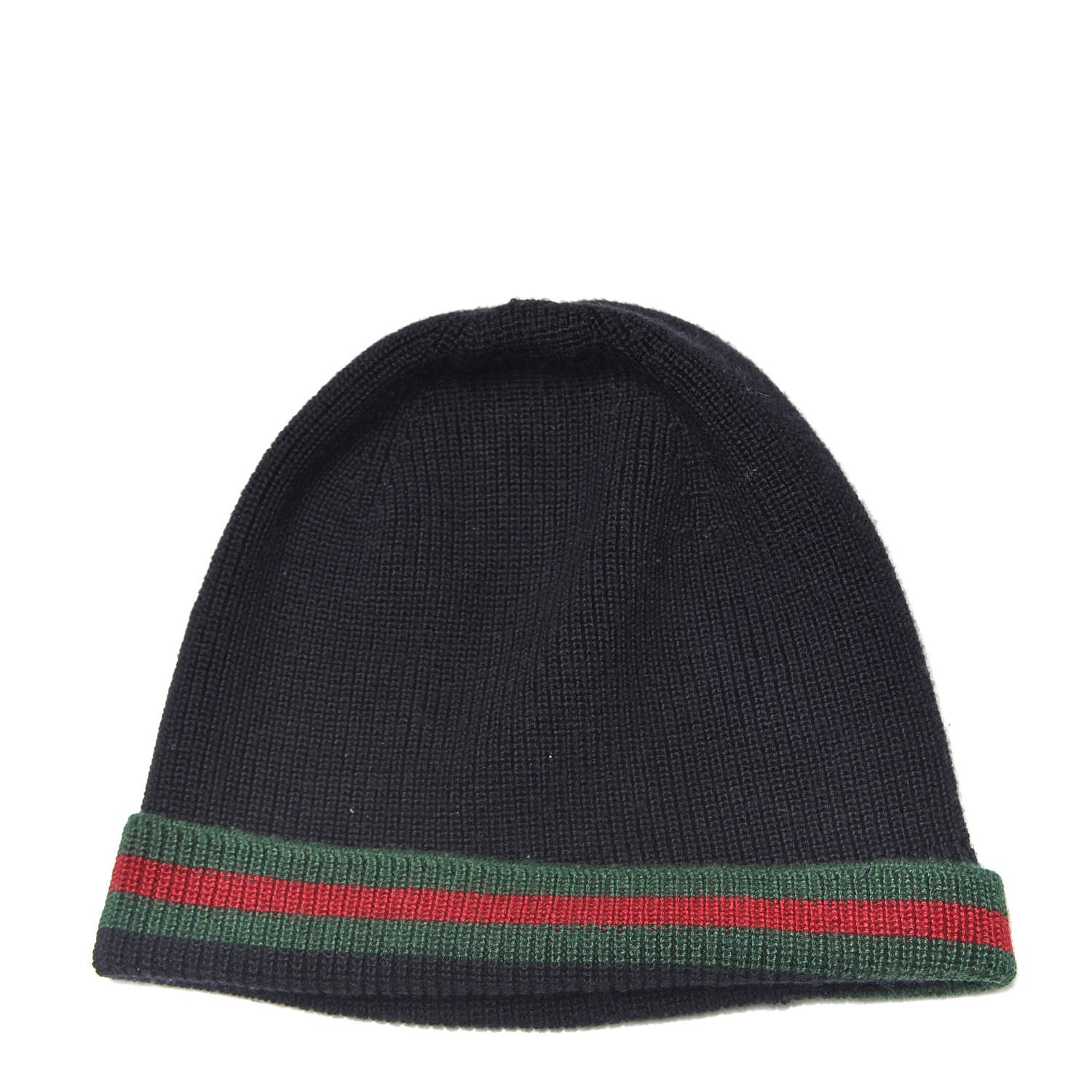 Gucci Wool Silk Web Beanie Hat M Black 1 of 5
