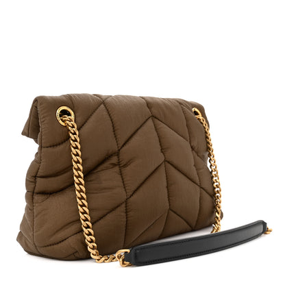Saint Laurent Nylon Quilted Small Loulou Puffer Monogram Chain Satchel Tetri Brown 3 of 11