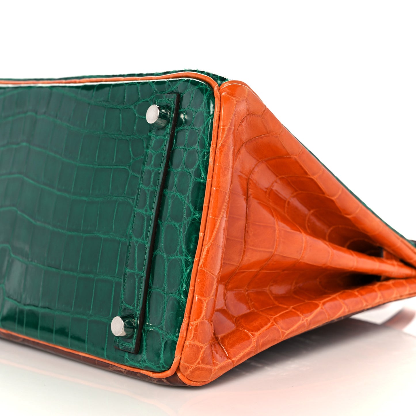 Shiny Niloticus Crocodile Horseshoe Birkin 30 Vert Emeraude Orange Miel