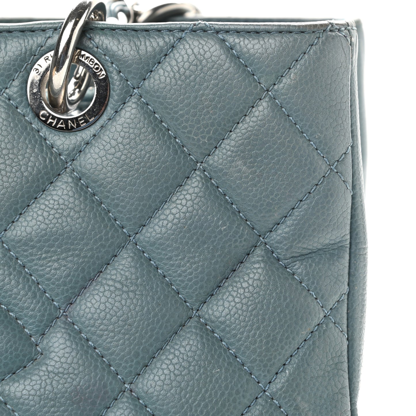 Caviar Quilted Grand Shopping Tote GST Blue