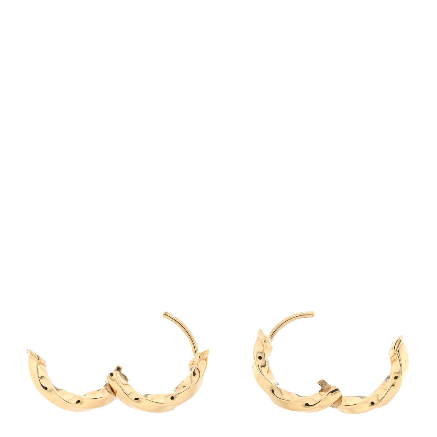 Yellow Gold Cable Edge Huggie Hoop Earrings