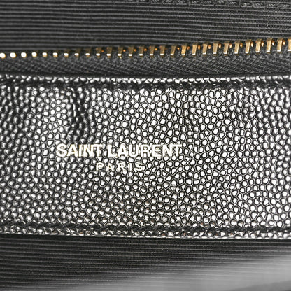 Saint Laurent Grain De Poudre Matelasse Chevron Monogram Shopping Bag Black 6 of 11