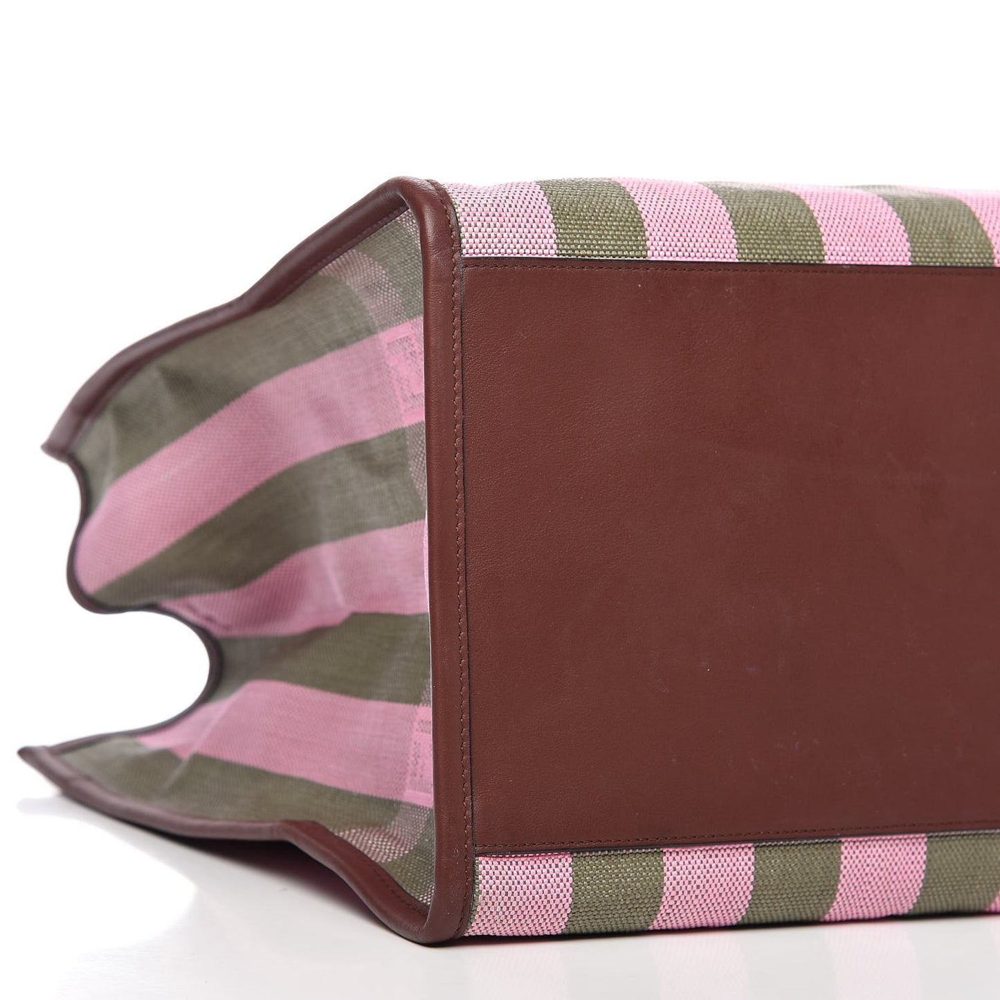 Raffia Vitello Seta Plexiglass Pequin Gingham Woven Large Fendi Sunshine Shopper Tote Military Rosa