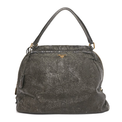 Prada Cervo Lux Shoulder Bag Dark Grey 1 of 9