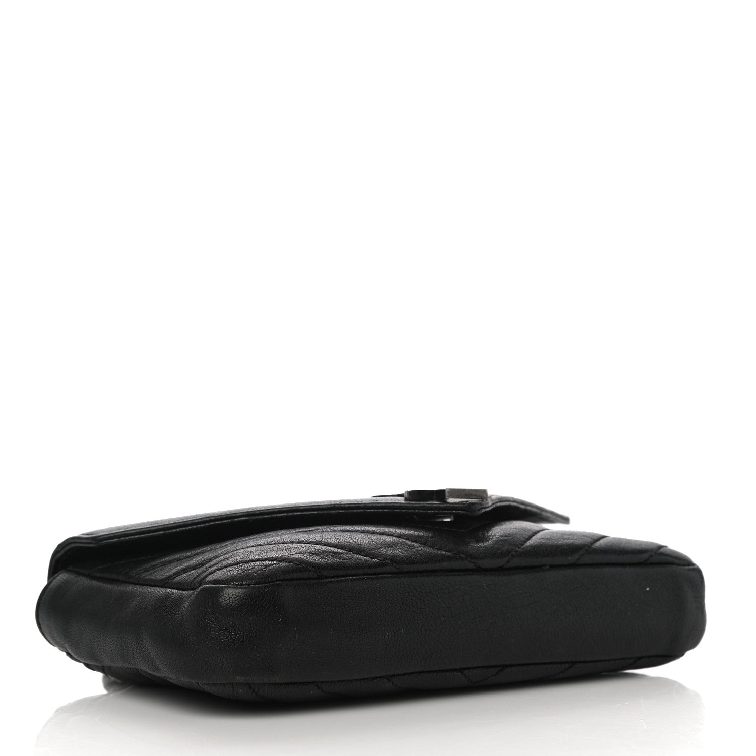 Saint Laurent Sheepskin Matelasse Chevron Monogram College Chain Wallet Black 4 of 9