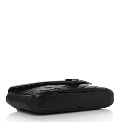 Saint Laurent Sheepskin Matelasse Chevron Monogram College Chain Wallet Black 4 of 9