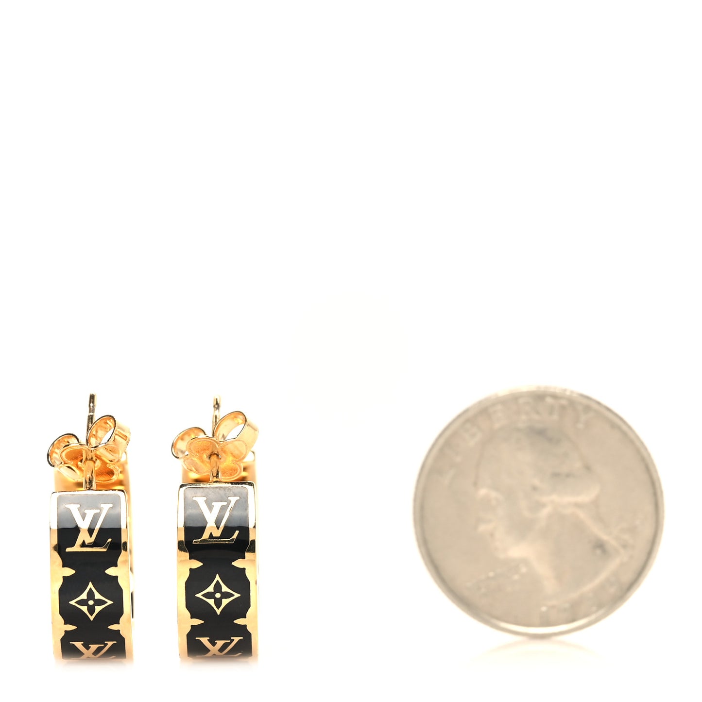 Enamel Nanogram Earrings Gold Black