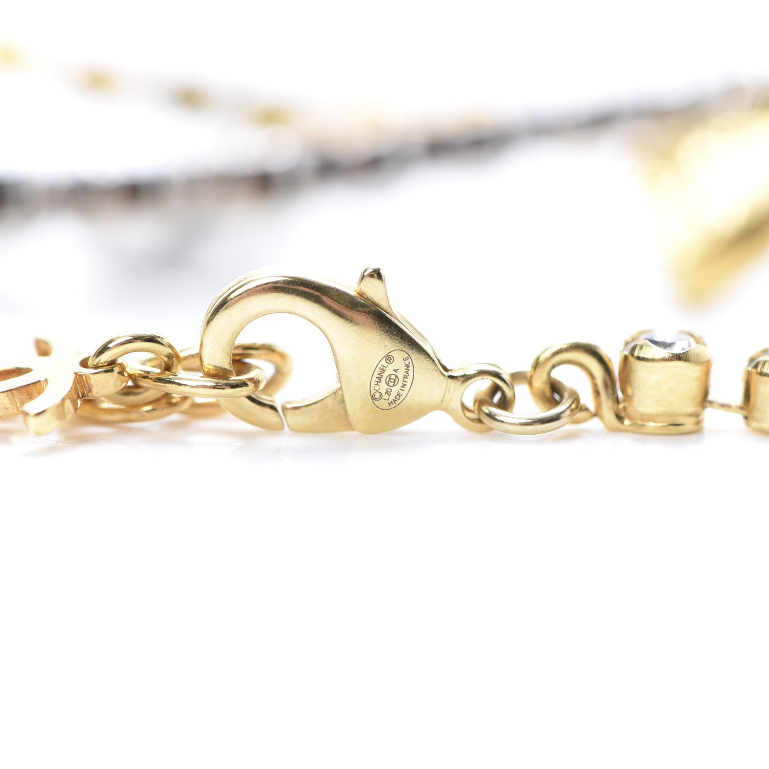 Chanel Crystal CC Choker Necklace Gold Silver 4 of 5