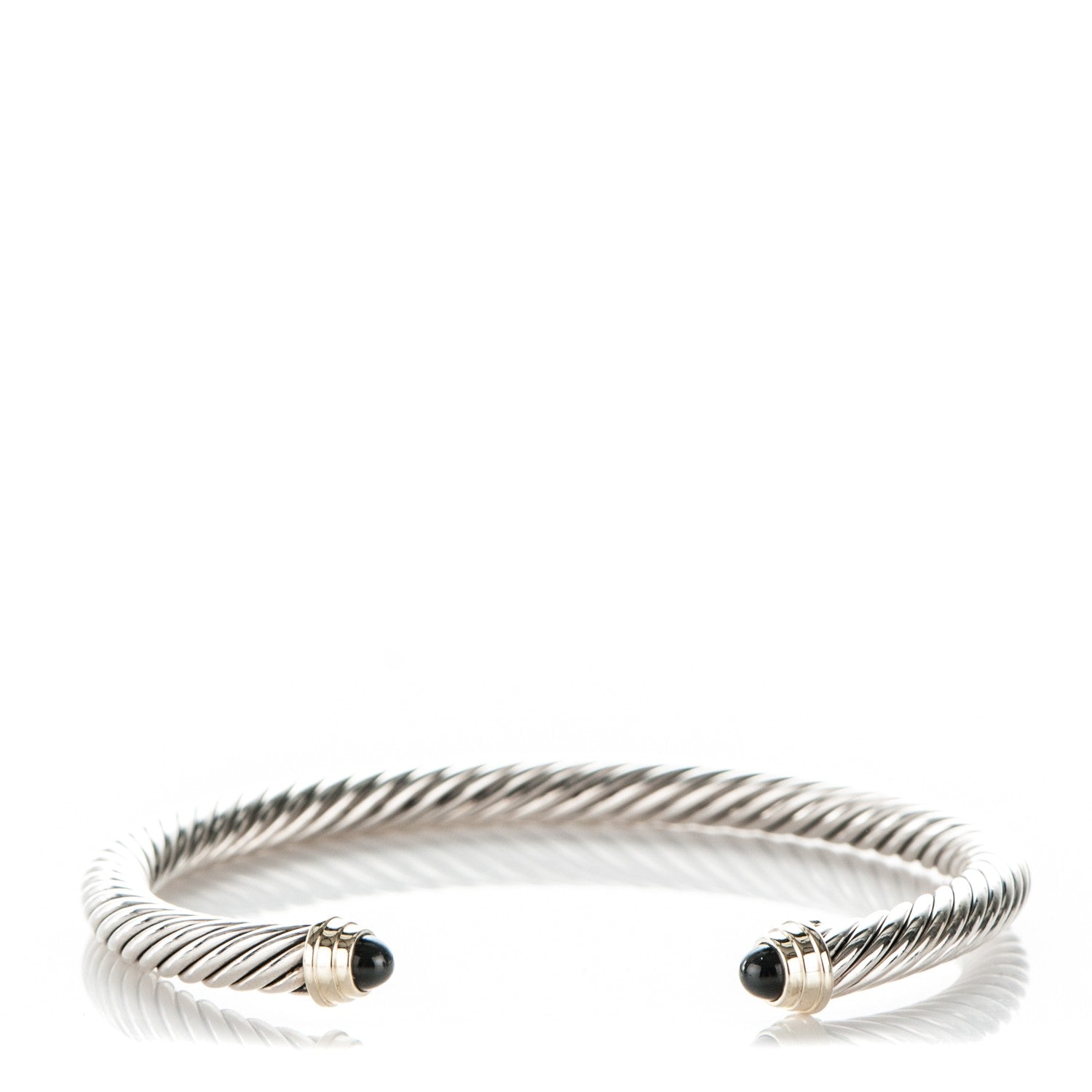 David Yurman Sterling Silver 14K Yellow Gold Black Onyx 5mm Cable Classics Petite Color Bracelet 1 of 5