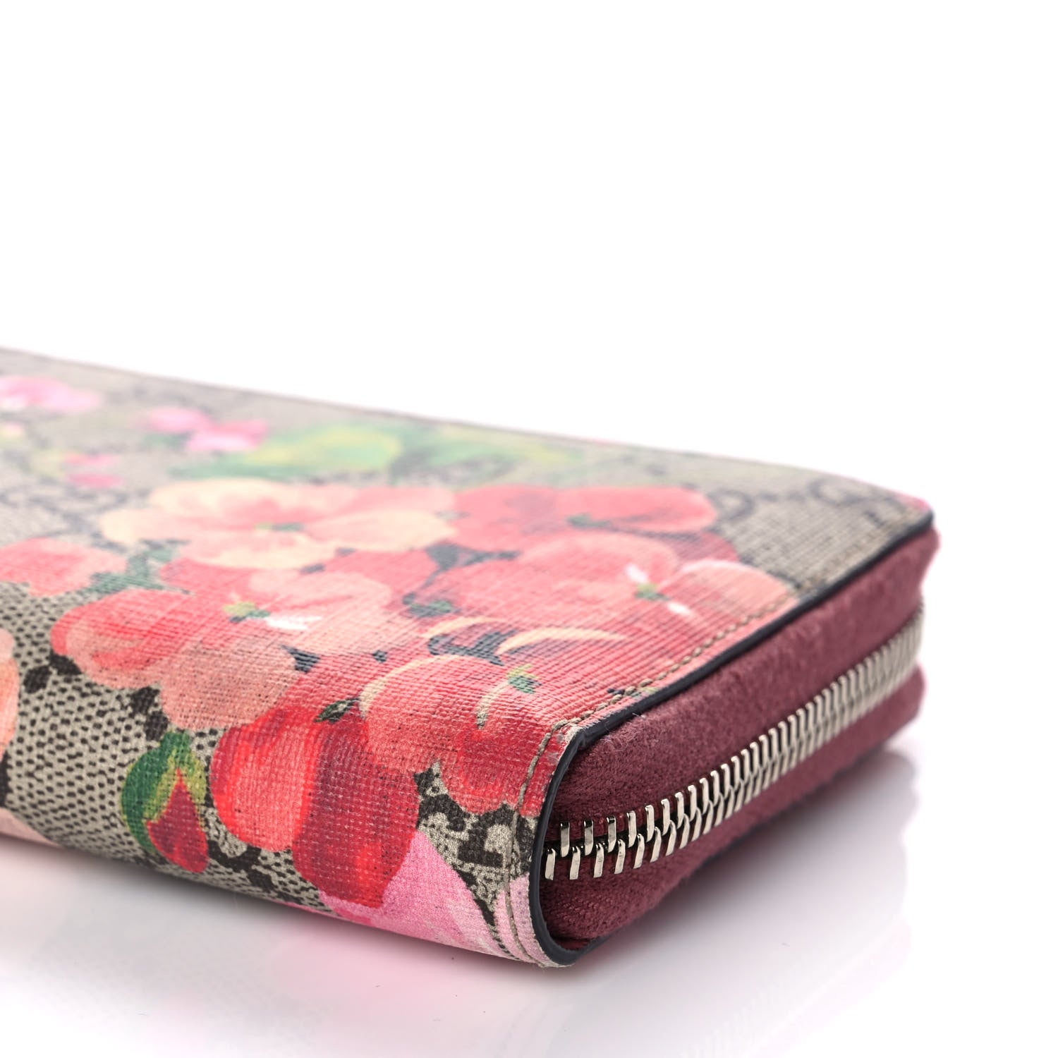 Gucci GG Supreme Monogram Blooms Zip Around Wallet Beige Multicolor Dry Rose 8 of 10